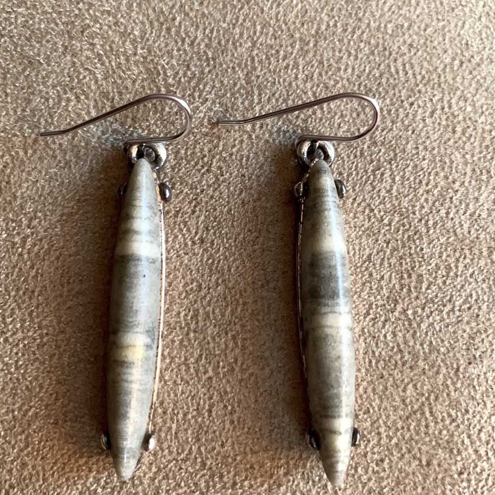 Vintage Gray Stone Monet Dangle Earrings